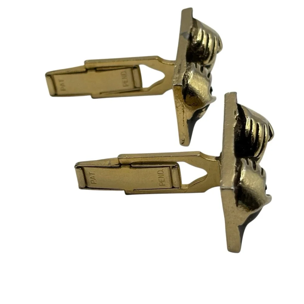 Boobs Breasts Cufflinks Naughty Gold Tone Black‎ Happy Hands Novelty Funny READ